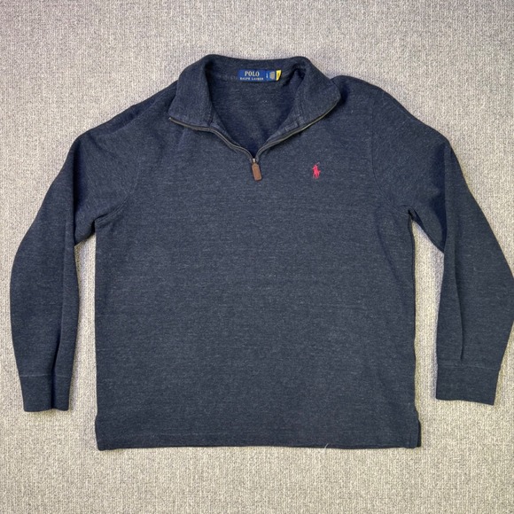 Polo Ralph Lauren Other - Polo Ralph Lauren Quarter Zip‎ Pullover Navy Cotton Sweater Men's Large